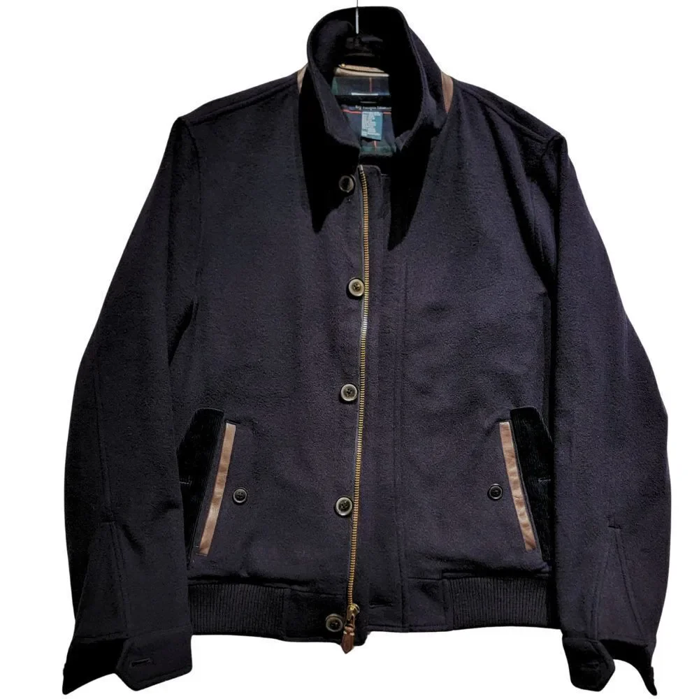 *RARE* POLO RALPH LAUREN Silk, Wool, Leather & Corduroy Bomber Jacket Mens M